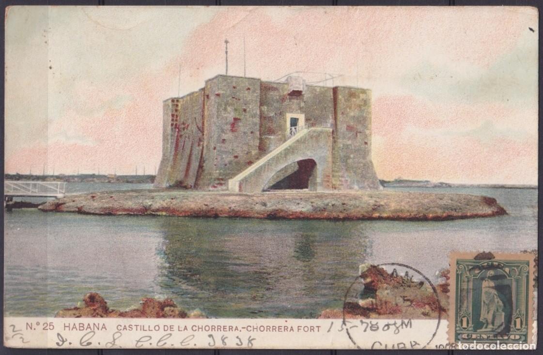 Cartoline: POS-1938 CUBA POSTCARD 1908 HAVANA CASTLE OF CHORRERA FORT TO ARGENTINA.