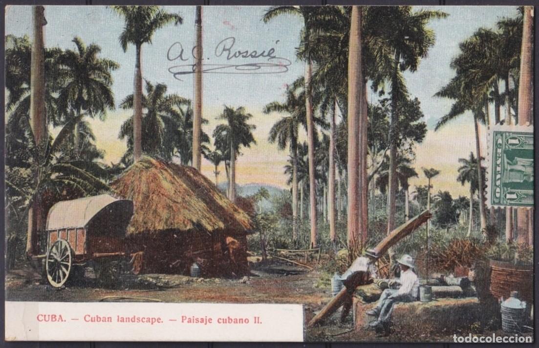 Cartoline: POS-1905 CUBA POSTCARD 1910 COUNTRY LANDSCAPE BOHIO HOUSE TO FRANCE.