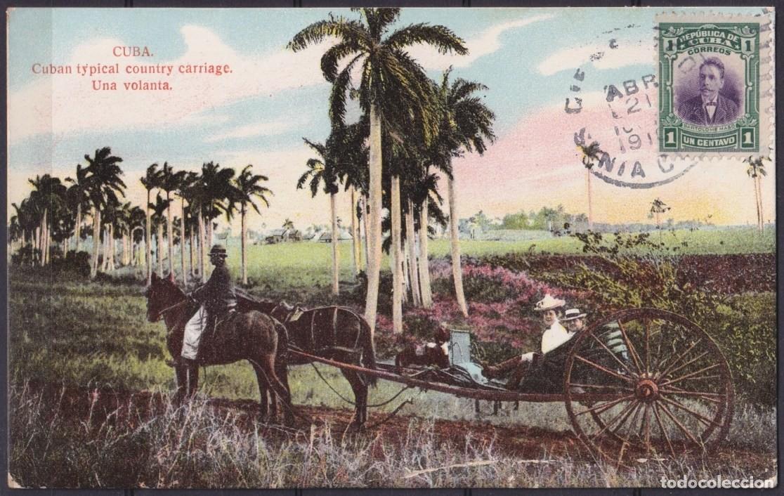 Postales: POS-1907 CUBA POSTCARD 1910 COUNTRY TYPICAL CARRIAGE LANDSCAPE VOLANTA TO FRANCE.