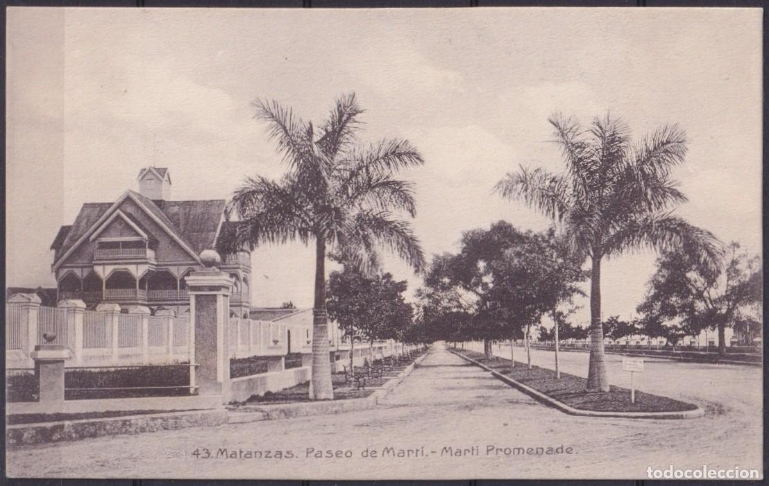 Postales: POS-1910 CUBA POSTCARD 1909 MATANZAS MARTI PROMENADE TO FRANCE.
