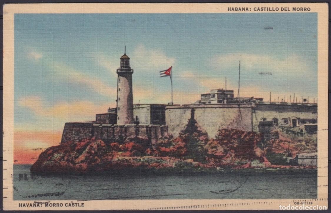 Postales: POS-1912 CUBA POSTCARD 1949 HAVANA MORRO CASTLE LANDSCAPE TO SPAIN.