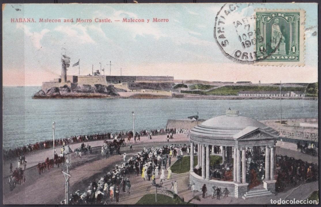 Postales: POS-1917 CUBA POSTCARD 1909 HAVANA HARBOR STREET MALECON & PUNTA CASTLE TO FRANCE.