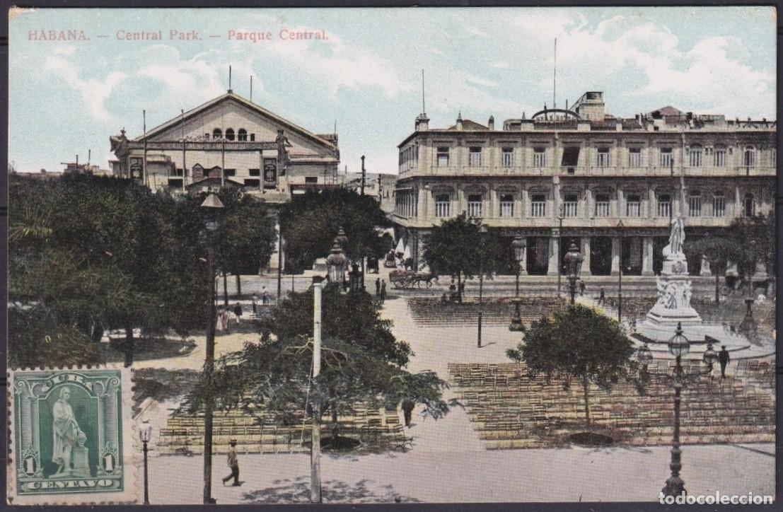 Postales: POS-1921 CUBA POSTCARD CIRCA 1909 HAVANA CENTRAL PARK TO ARGENTINA.