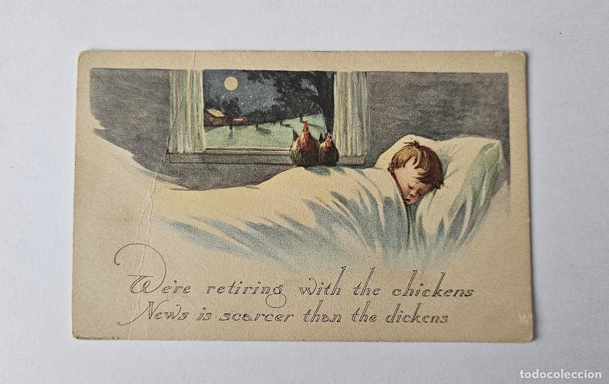 Postales: POSTAL ANTIGUA - RETIRING WITH THE CHICKENS