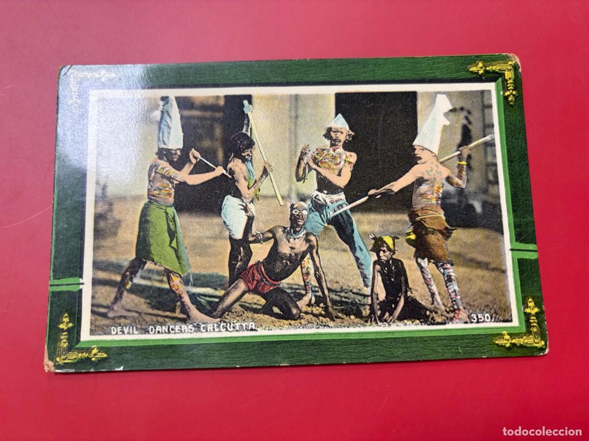 Postales: TARJETA POSTAL - INDIA: DEVIL DANCERS CALCUTTA (DANZANTES DEL DIABLO) - ED. NESTOR GIANACLIS LITH.