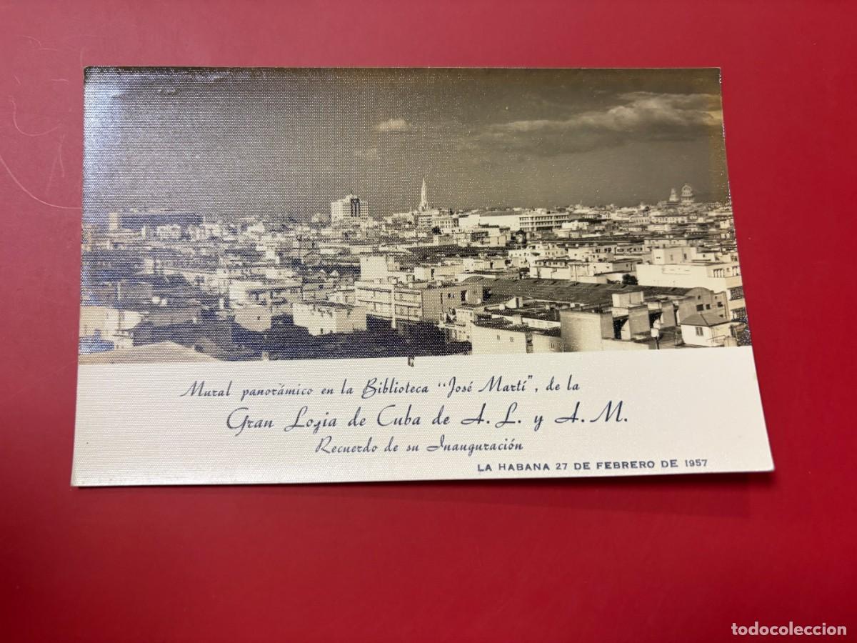 Postales: POSTAL FOTOGR&Aacute;FICA - LA HABANA - 1957 - MURAL PANOR&Aacute;MICO BIBLIOTECA JOS&Eacute; MART&Iacute; GRAN LOGIA DE CUBA
