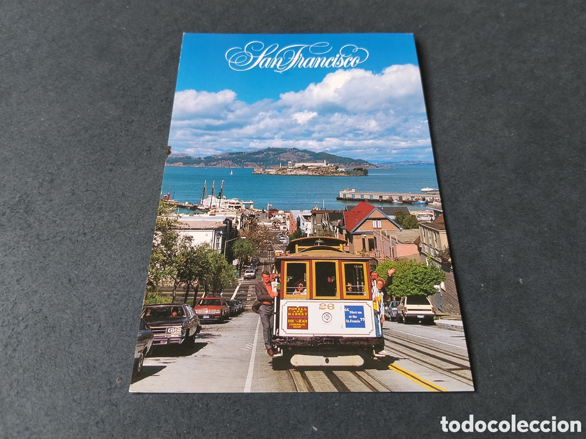 Postales: Postal San Francisco, tranv&iacute;a, alcatraz prisi&oacute;n