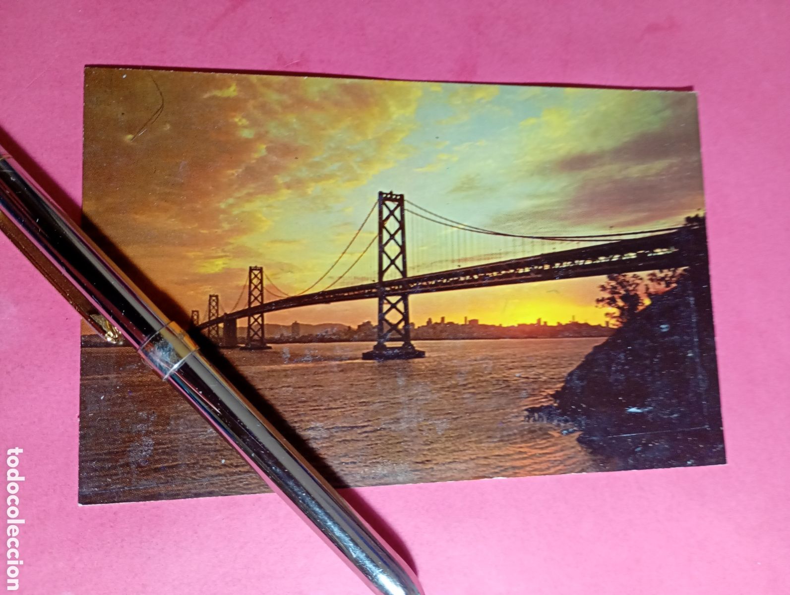Postales: SAN FRANCISCO ''PUENTE DE LA BAHIA DE OAKLAND'' U.S.A. NOCTURNA color escrita detalles en fotos