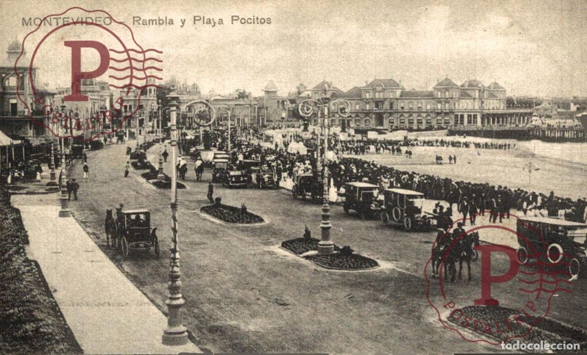 Postales: URUGUAY. MONTEVIDEO. RAMBLA Y PLAYA POCITOS.
