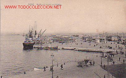 Cartoline: TARJETA POSTAL ANTIGUA DE CADIZ, - MUELLE REINA VICTORIA.