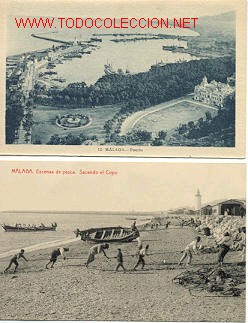 Postales: DOS POSTALES ANTIGUAS DE M&Aacute;LAGA