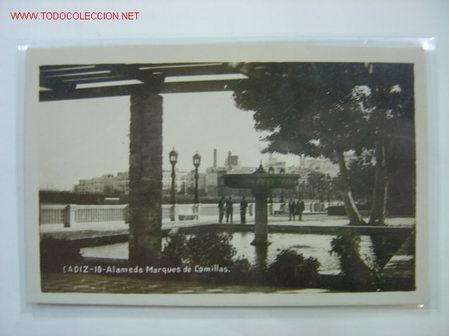 Postales: CADIZ Alameda. Marques de Comillas - Foto 1