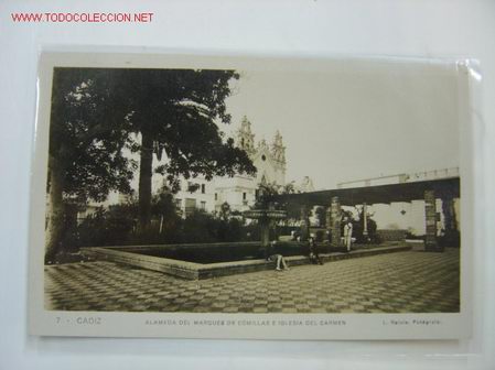 Postales: CADIZ Alameda del marques de Comillas e Iglesia del Carmen - Foto 1