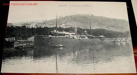 Postales: ANTIGUA POSTAL DE MALAGA - EL PUERTO Y CASTILLO - BARCO