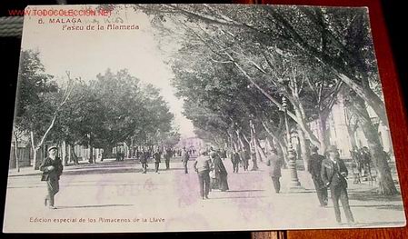 Postales: ANTIGUA POSTAL DE MALAGA - PASEO DE LA ALAMEDA - EDICION ESPECIAL DE LOS ALMACENES DE LA LLAVE