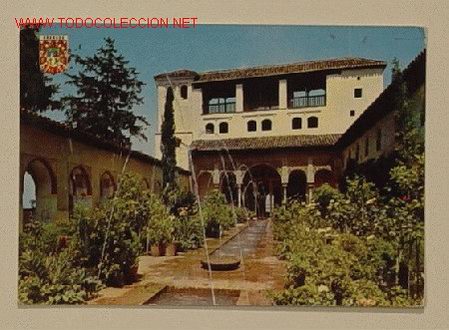 Postales: 73-GRANADA-GENERALIFE.PATIO DE LA ACEQUIA.Circulada a&ntilde;o 67.