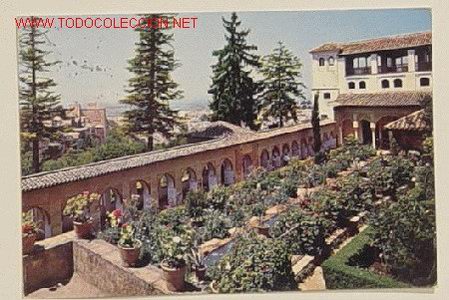 Postales: 1071-GRANADA-DETALLE DEL PATIO.Circulada a&ntilde;o 74.