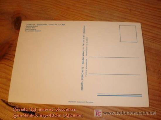 Postales: POSTAL GRANADA GENERALIFE, A&Ntilde;OS 70. - Foto 2