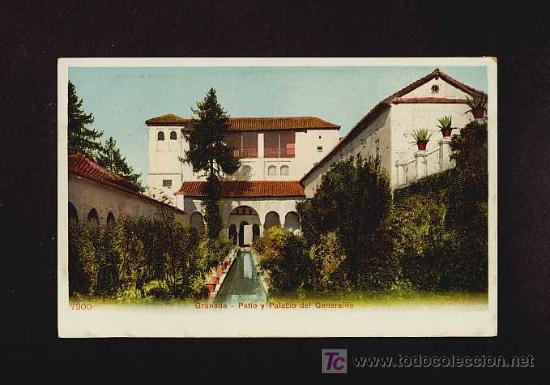 Postales: Postal de GRANADA: Patio y Palacio del Generalife (num.7200) - Foto 1