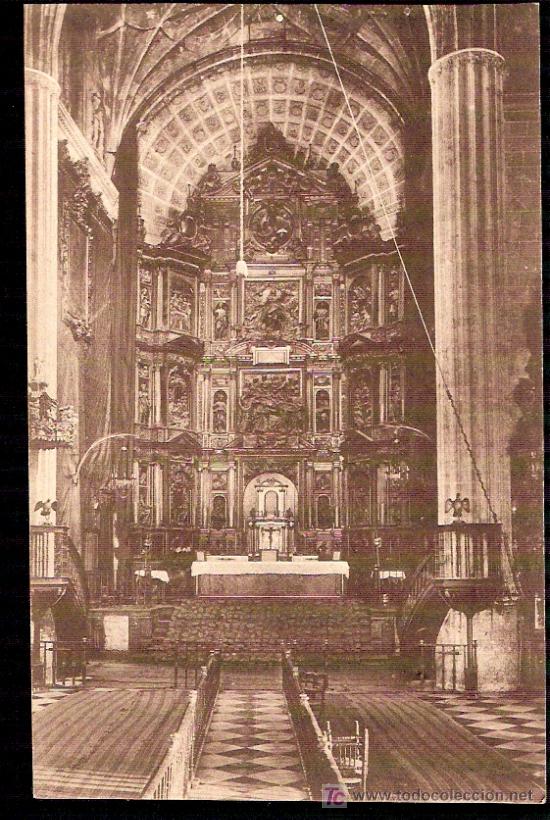 Postkarten: TARJETA POSTAL DE CADIZ. ARCOS DE LA FRONTERA. N&ordm; 17. INTERIOR Y RETABLO MAYOR DE SANTA MARIA.