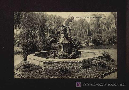 Postais: Postal de MALAGA: Fuente del parque (Hauser y Menet)