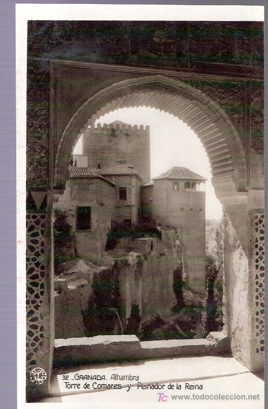 Postkarten: TARJETA POSTAL DE GRANADA.N&ordm;32.ALHAMBRA.TORRE COMARES Y PEINADOR REINA.SOC. GEN.ESPA&Ntilde;OLA DE LIBRERIA