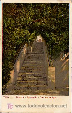 Postales: GRANADA. GENERALIFE. ESCALERA ANTIGUA. - Foto 1