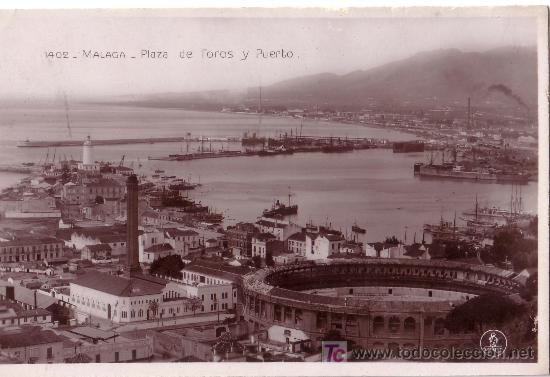 Postales: MALAGA - 1402 - PLAZA DE TOROS Y PUERTO