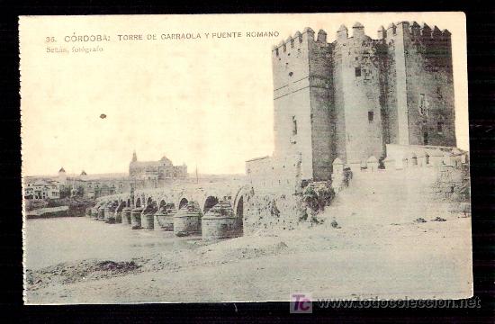 Postkarten: TARJETA POSTAL DE CORDOBA N&ordm;36. TORRE CARRAOLA Y PUENTE ROMANO. FOT.SE&Ntilde;AN. FOTPIA. HAUSER Y MENET
