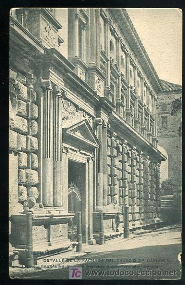 Postkarten: TARJETA POSTAL ALHAMBRA, DETALLE DE LA FACHADA DEL PALACIO DE CARLOS V.