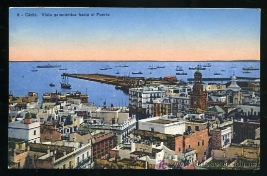 Postales: TARJETA POSTAL CADIZ, VISTA PANORAMICA DEL PUERTO, N&ordm; 6