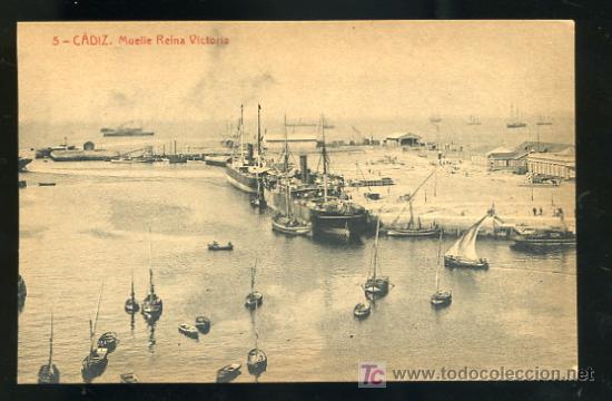 Postkarten: TARJETA POSTAL CADIZ, MUELLE REINA VICTORIA N&ordm; 5. FOTOTIPIA THOMAS