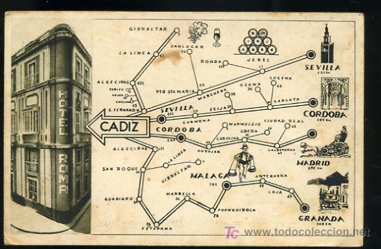 Postcards: TARJETA POSTAL CADIZ, SUCURSAL: HOTEL LORETO TELEF. 1558. HUECOGRABADO FOURNIER-VITORIA