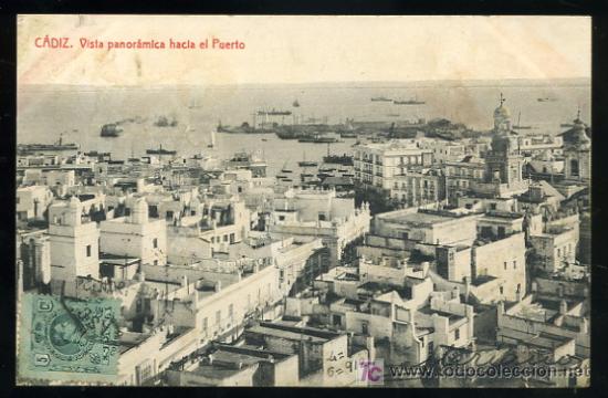 Postkarten: TARJETA POSTAL CADIZ,VISTA PANORAMICA HACIA EL PUERTO.