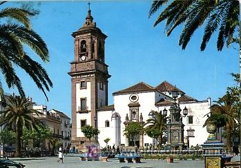 Postales: TARJETA POSTAL. CADIZ. ALGECIRAS. N&ordm; 1 PLAZA DEL GENERALISIMO. IGLESIA DE LA PALMA. FECHADA 1964