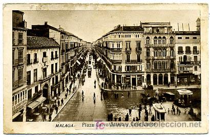 Postales: MALAGA, PLAZA CALVO SOTELO Y CALLE LARIOS,             P16870