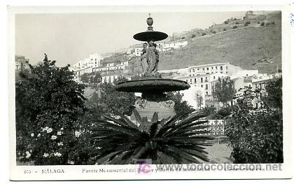 Postales: MALAGA, PUENTE MONUMENTAL DEL PARQUE Y BARRIO DE LA ALCAZABA,             P16874