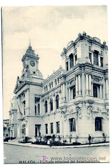 Postales: MALAGA, FACHADA PRINCIPAL DEL AYUNTAMIENTO,                   P18386