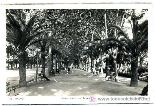 Postales: MALAGA, PASEO LATERAL DEL PARQUE,                   P18397