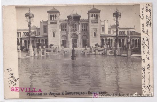 Cartoline: SEVILLA- PABELLON de las ARTES e INDUSTRIAS- Exposicion-12 agosto 1917-ViB