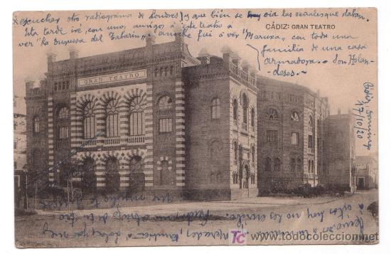 Postais: CADIZ- GRAN TEATRO-Escrita-17 noviembre 1920-ViB