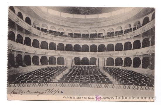 Postais: CADIZ- INTERIOR del GRAN TEATRO-Escrita-17 noviembre 1920-ViB
