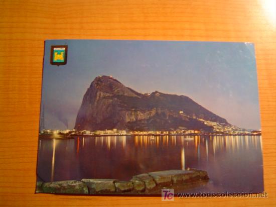 Cartes Postales: POSTAL LA LINEA VISTA NOCTURNA DEL PE&Ntilde;ON DE GIBRALTAR ESCRITA