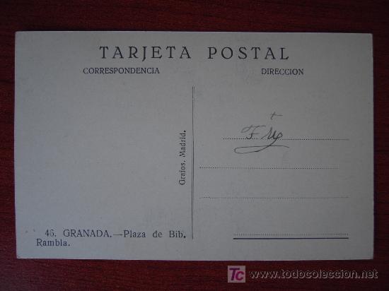 Postales: GRANADA - PLAZA DE BIB. RAMBLA - Foto 2