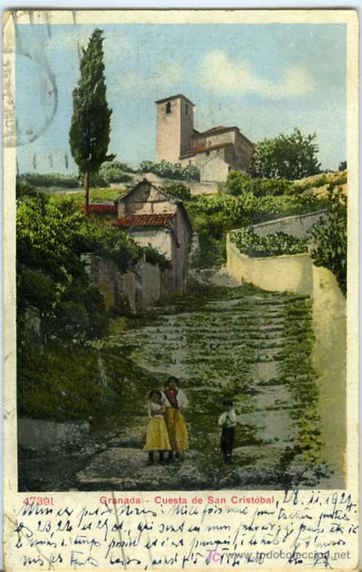 Postales: POSTAL GRANADA CUESTA DE SAN CRISTOBAL - Foto 1