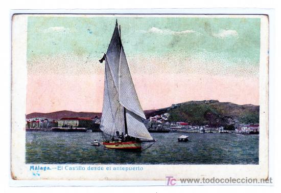 Postales: Malaga. El castillo desde el antepuerto. Reverso sin dividir. Sin Circular.