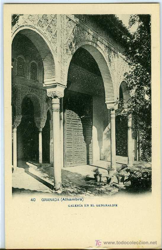 Postales: POSTAL GRANADA ALHAMBRA GALERIA EN EL GENERALIFE - Foto 1