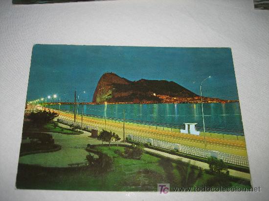 Postales: ANTIGUA Y BONITA POSTAL DE LA LINEA DE LA CONCEPCION NOCTURNA EL PE&Ntilde;ON DE GIBRALTAR - A&Ntilde;O 1971 - CAD
