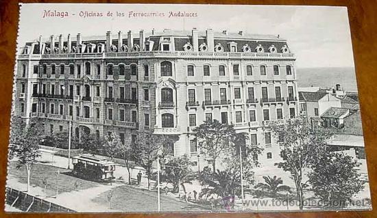 Postales: ANTIGUA POSTAL DE MALAGA - OFICINAS DE FERROCARRILES ANDALUCES - ED. DOMINGO DEL RIO - NO CIRCULADA.