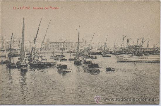 Postales: POSTAL DE CADIZ INTERIOR DEL PUERTO - Foto 1